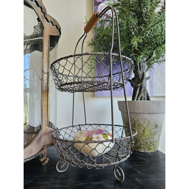 Drátěný etažér s madlem na přenášení Filaire – Ø 21*36 cm