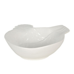 Bílá keramická miska v designu slepice Campagne - 23*26*7 cm