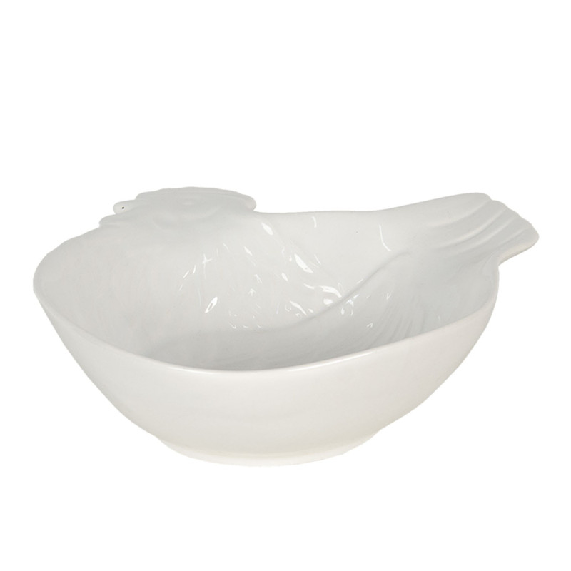 Bílá keramická miska v designu slepice Campagne - 23*26*7 cm