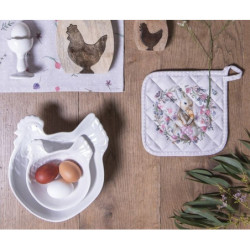 Bílá keramická miska v designu slepice Campagne - 23*26*7 cm