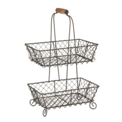 Dvoupatrový stojan z drátěných košů ve vintage stylu Filaire - 23*15*37 cm