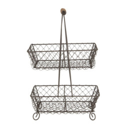 Dvoupatrový stojan z drátěných košů ve vintage stylu Filaire - 23*15*37 cm