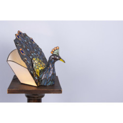 Stolní lampa Tiffany v designu páva - 32*30 cm E14/max 1*40W