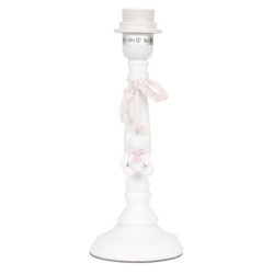 Bílá dřevěná základna k lampě s medvídkem – Ø 11*29 cm E27/max 1*60W
