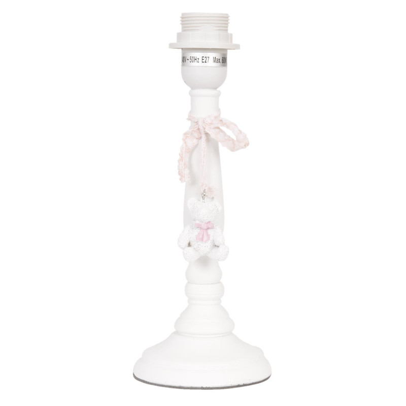 Bílá dřevěná základna k lampě s medvídkem – Ø 11*29 cm E27/max 1*60W