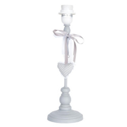 Šedá dřevěná základna ke stolní lampě se srdíčky – Ø 12*38 cm E27/max 1*40W