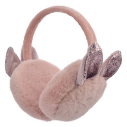 Růžové klapky na uši se třpytivými oušky - Ø 11cm