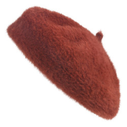 Hnědý chlupatý dětský baret