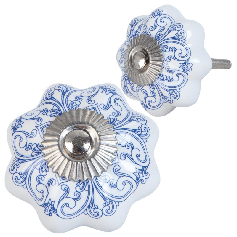 Keramická úchytka s ornamenty - Ø 4 cm