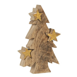 Dřevěná dekorace Vánoční strom s hvězdami - 10*3*16 cm