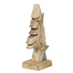 Dřevěná dekorace vánoční strom s andělem - 7*5*17 cm