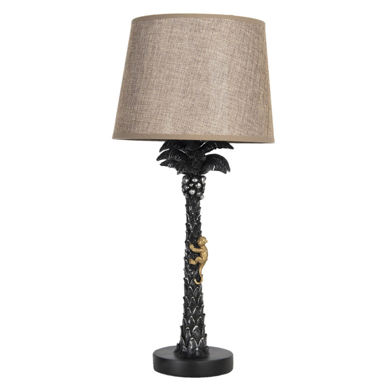 Černá stolní lampa Palma s hnědým stínidlem - Ø 25*5 cm E27/max 1*60W