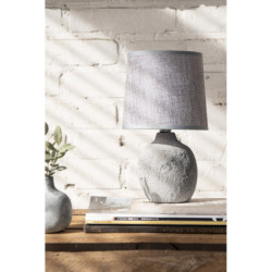 Šedá stolní lampa se šedým stínidlem - Ø 15*26 cm E14/max 1*40W
