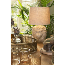 Béžová stolní lampa s hlavou lva - Ø 30*49 cm E27/max 1*60W