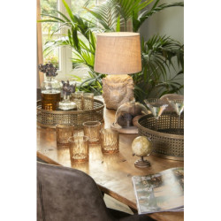 Béžová stolní lampa s hlavou lva - Ø 30*49 cm E27/max 1*60W