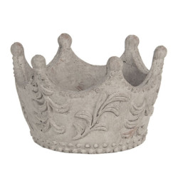 Šedá cementová antik dekorativní královská koruna M - 18*17*12 cm
