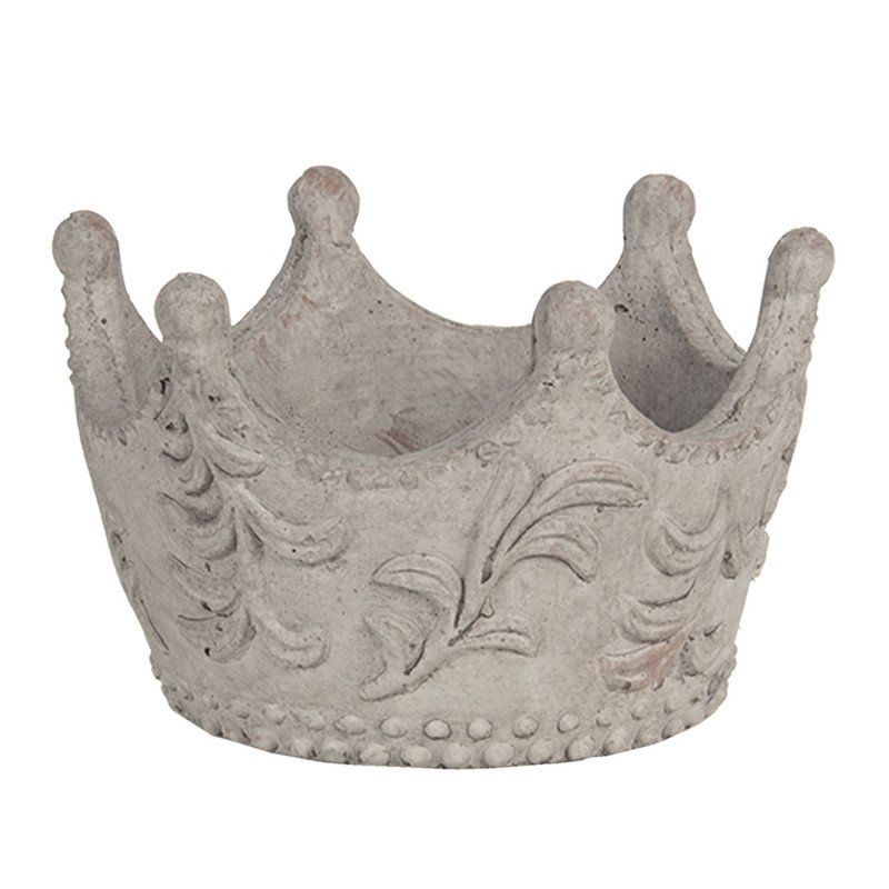 Šedá cementová antik dekorativní královská koruna M - 18*17*12 cm