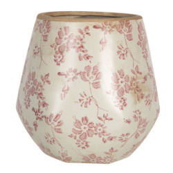 Retro obal na květináč s růžovými květy Mali - Ø17*18 cm