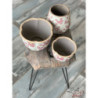 Retro obal na květináč s růžovými květy Mali - Ø 13*14 cm