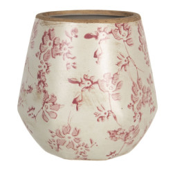 Retro obal na květináč s růžovými květy Mali - Ø 13*14 cm