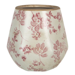 Retro obal na květináč s růžovými květy Mali - Ø  11*11 cm