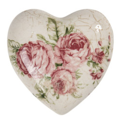 Dekorace vintage srdce s růžemi Rose - 8*8*4 cm
