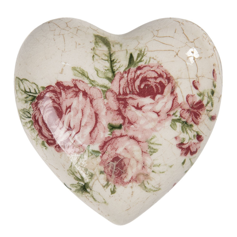 Dekorace vintage srdce s růžemi Rose - 8*8*4 cm