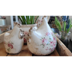 Dekorace vintage kohoutek s růžemi Rose - 9*6*11 cm