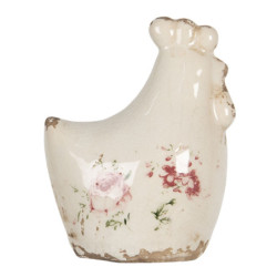 Dekorace vintage kohoutek s růžemi Rose - 9*6*11 cm