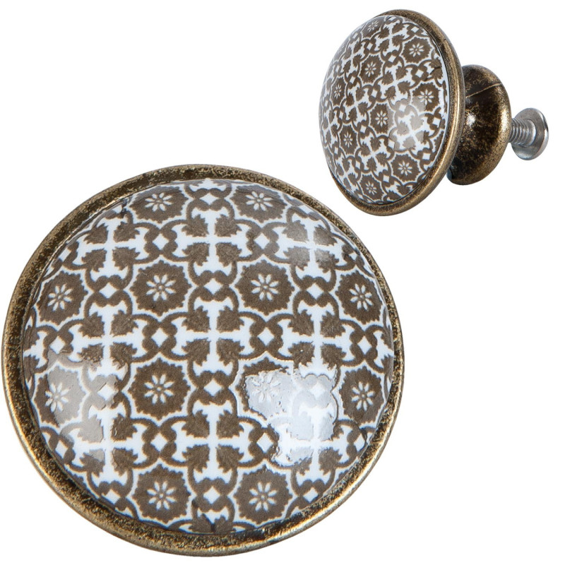 Vintage úchytka s ornamenty - Ø 2 cm