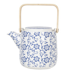 Porcelánová konvička na čaj s modrými květy - 0,8L