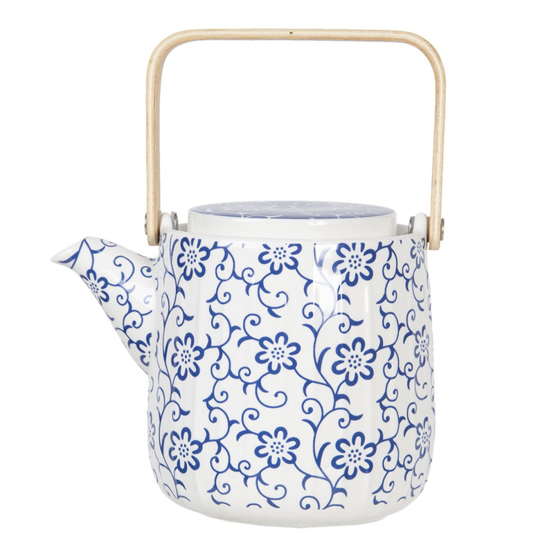 Porcelánová konvička na čaj s modrými květy - 0,8L
