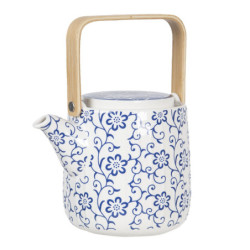 Porcelánová konvička na čaj s modrými květy - 0,8L