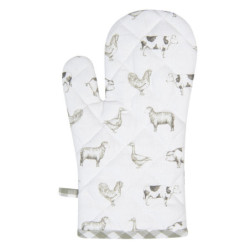 Bavlněná kuchyňská chňapka Country Life Animals bílo-zelená - 16*30 cm