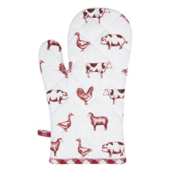 Kuchyňská bavlněná chňapka Country Life Animals bílo-červená- 16*30 cm