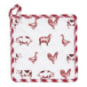 Bavlněná podložka pod hrnec Country Life Animals bílo-červená - 20*20 cm