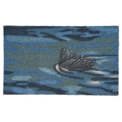 Modrá rohožka před dveře s labutěmi - 75*45*2 cm