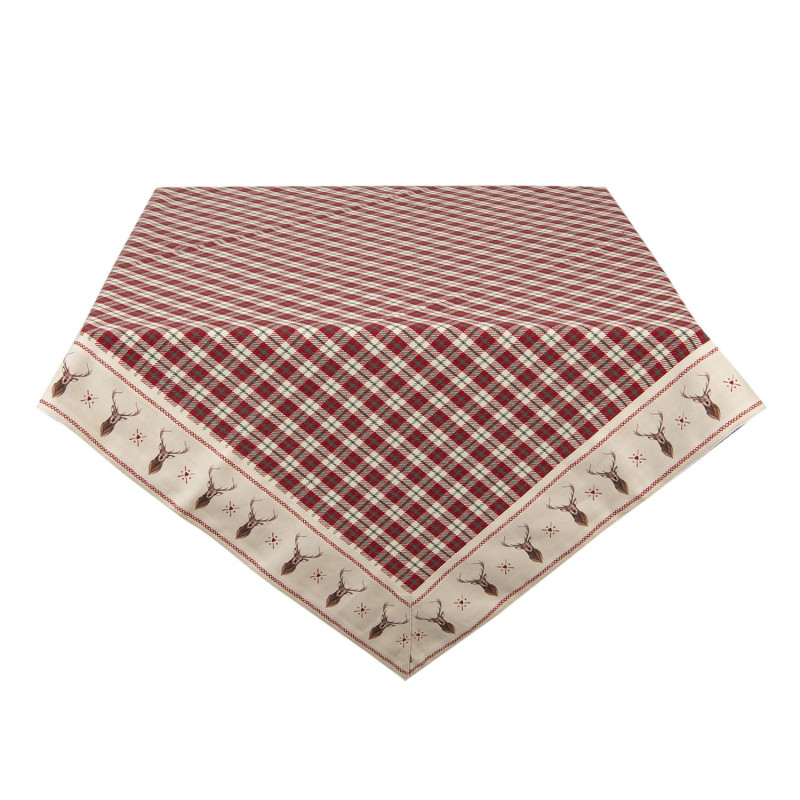 Kostkovaný ubrus na stůl s jeleny Cosy Lodge - 100*100 cm