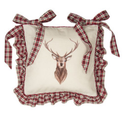 Béžový podsedák s volánky a jelenem Cosy Lodge - 40*40 cm