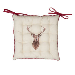 Béžový podsedák s jelenem Cosy Lodge- 40*40 cm