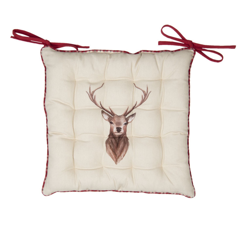 Béžový podsedák s jelenem Cosy Lodge- 40*40 cm