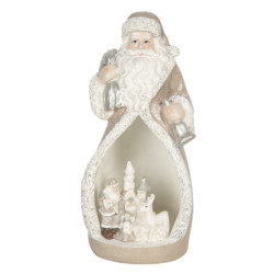 Dekorativní soška Santy se zvířátky s LED osvětlením - 8*7*17 cm