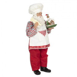 Vánoční dekorace Santa cukrář s perníkovou chaloupkou - 13*10*28 cm