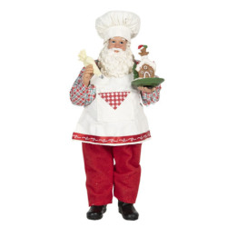 Vánoční dekorace Santa cukrář s perníkovou chaloupkou - 13*10*28 cm