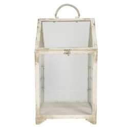 Krémová kovová lucerna/ skleník s patinou Ancell - 30*30*54 cm