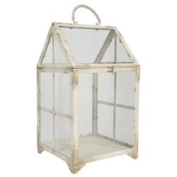 Krémová kovová lucerna/ skleník s patinou Ancell - 30*30*54 cm