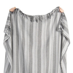 Šedý pruhovaný pléd z bavlny s třásněmi Verifié - 125*150 cm