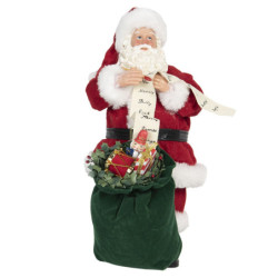 Vánoční dekorace Santa s pytlem vánočních dárků - 17*13*28 cm