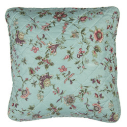 Tyrkysový povlak na polštář s květy Flowers  - 40*40 cm