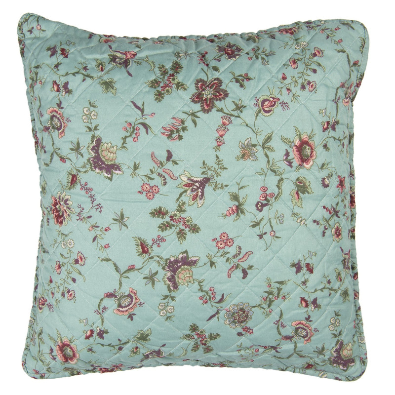 Tyrkysový povlak na polštář s květy Flowers - 50*50 cm